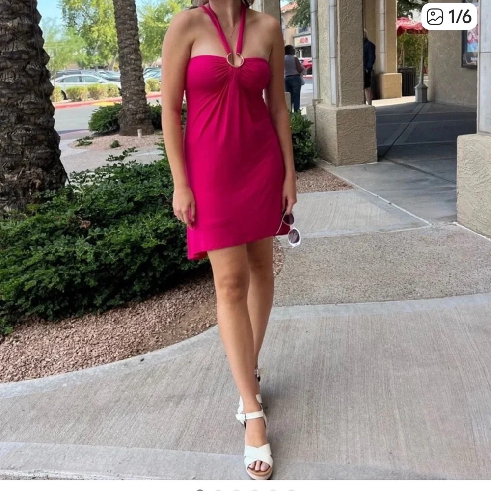Vintage Cache Vibrant Fuchsia Halter Dress